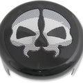 Drag Specialties 2107-0250 Gloss Black Skull Face Round Horn Cover for Harley