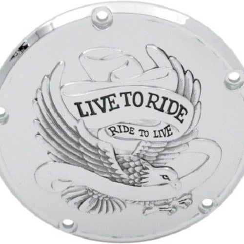 Drag Specialties 1107-0157 Chrome Live to Ride Eagle Derby Cover for Twin Cam