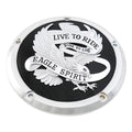 V-Twin 42-0225 Chrome & Black Eagle Live to Ride Clutch Derby Cover M8 Touring