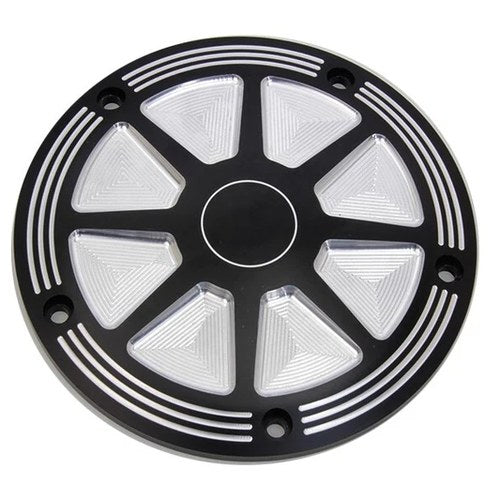 V-Twin 42-1543 Black Contrast Cut Derby Cover for Harley 5-Bolt Twin Cam 00-17