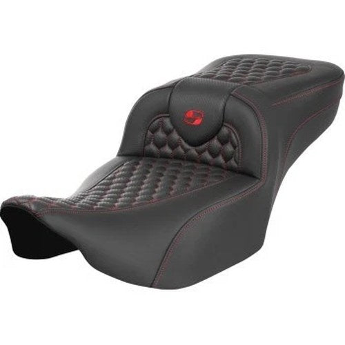 Saddlemen 823-07-19004 RoadSofa Seat Extended Reach Red Honeycomb Stitch
