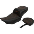 Saddlemen 823-07-190B3 RoadSofa Seat Extended Reach w/Backrest Orange Honeycomb