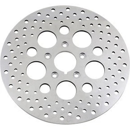 Polished Stainless Steel Drilled Front Brake Rotor Big Twin & Sportster 84-99