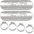 Drag Specialties 1861-0102 Chrome Flaming Skull Heat Shields