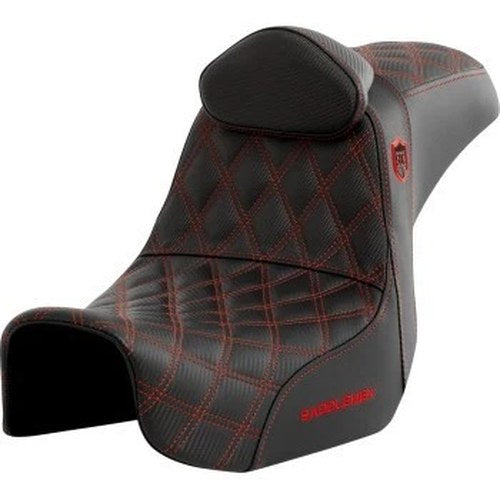 Saddlemen Pro Series Sdc Performance Seat w/ Backrest Red Stitch for 06-17 Dyna
