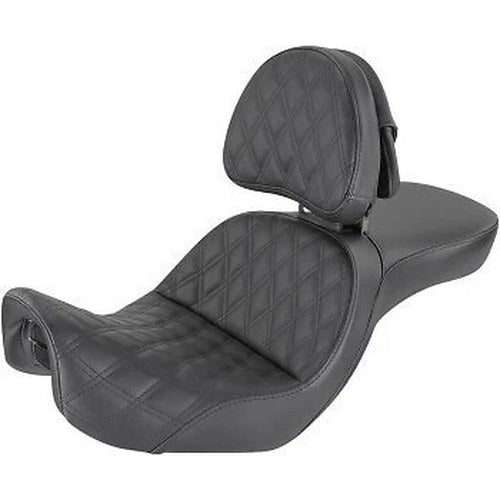 Saddlemen Explorer LS Touring Seat w/Backrest for Harley FLD/FXD Dyna 06-17