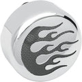 Drag Specialties 2107-0052 Chrome Black Flame Horn Cover for Harley