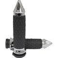 Avon Chrome Diamond Contour Spike Hand Grips for Harley Cable Op Throttle