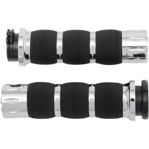 Avon AIR-90-RIV Chrome Rival Air Cushioned Hand Grips for Harley Cable Op