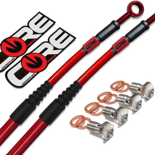 Honda CR250R Brake Lines 2000-2001 Front Rear Translucent Red Steel Braided Kit