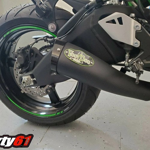 Voodoo Exhaust Kawasaki ZX10R 2016-2020 Mojo ZX 10R Green Badge, Black Ring