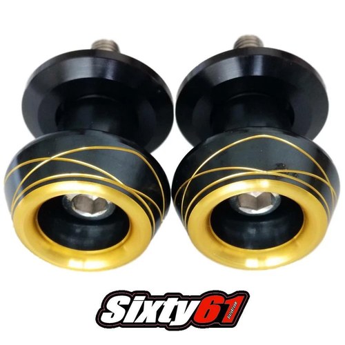 Suzuki Gsxr 1000 Black Gold Swingarm Spools 2001-2022 2023 2024 2025 Sliders