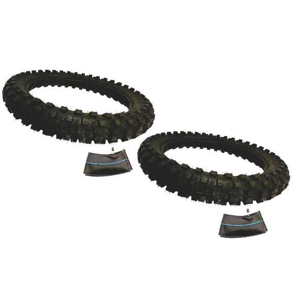 2) 80/100-12 Inch Pit Bike Tire + Tube For Honda Crf XR Mini Moto Kawasaki Klx
