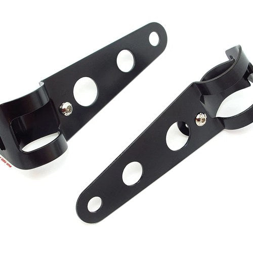 Universal Black Cafe Racer Motorcycle Headlight Brackets - Fits 30mm - 38mm