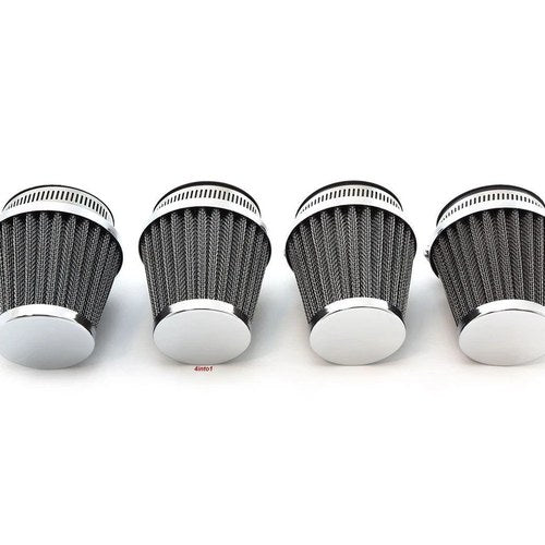 Chrome Motorcycle Air Filter Pod 54mm 4 Pack Honda Kawasaki Yamaha Suzuki
