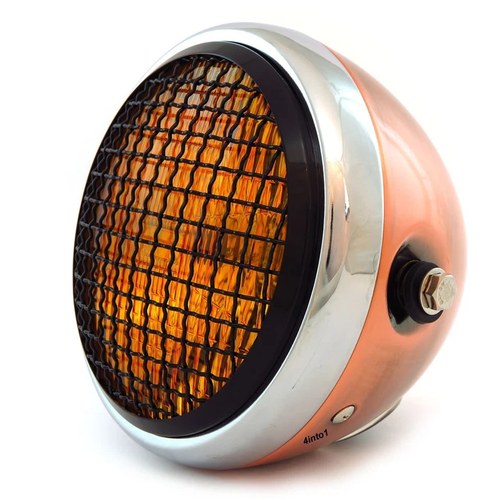 6.5" Side Mount H4 Halogen Motorcycle Headlight - Bronze Chrome Black Amber
