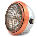 6.5" Side Mount H4 Halogen Motorcycle Headlight w/ Grill - Chrome Bronze