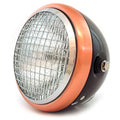 6.5" H4 Halogen Motorcycle Headlight w/ Grill - Gloss Black Bronze Chrome