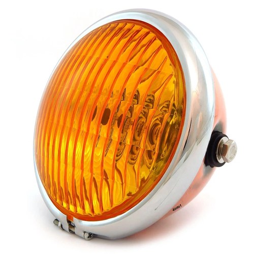 5.75" Side Mount Halogen Motorcycle Headlight - Bronze - Chrome - Amber