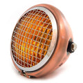 5.75" Side Mount Halogen Motorcycle Headlight w/ Grill - Bronze - Chrome - Amber