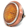 5.75" Halogen Motorcycle Headlight w/ Grill - Gloss Black Bronze Chrome - Amber