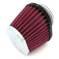 Motorcycle Performance Tapered Oval Pod Air Filter Intake Cleaner Chrome 54mm ID