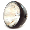 7" Custom Side Mount Motorcycle Headlight - Matte/Gloss Black - Clear H4 Halogen