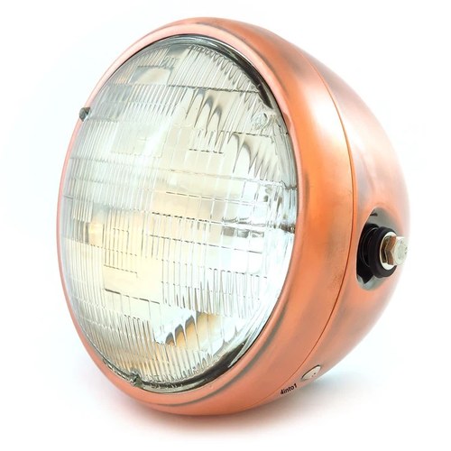 7" Custom Side Mount Motorcycle Headlight - Bronze - Clear Lens - H4 Halogen