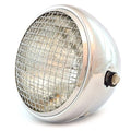 7" Custom Side Mount Motorcycle Headlight w/ Grill - Chrome - Clear H4 Halogen