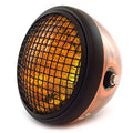 7" Side Mount Motorcycle H4 Halogen Headlight w/ Grill Bronze Matte Black Amber