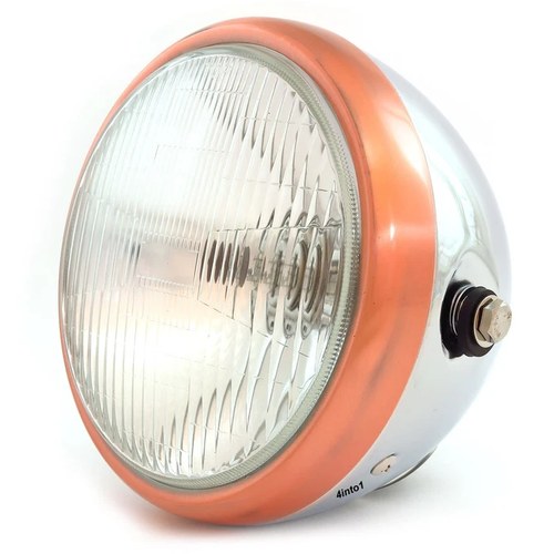 6.5" Bullet Side Mount H4 Halogen Motorcycle Headlight - Chrome Bronze