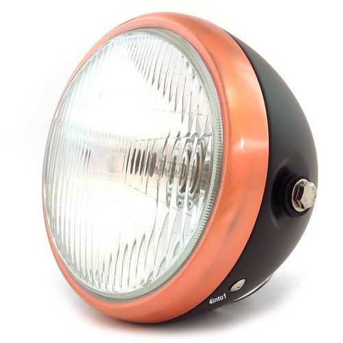 6.5" Bullet Side Mount H4 Halogen Motorcycle Headlight - Matte Black Bronze