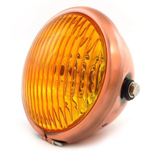 5.75" Side Mount Halogen Motorcycle Headlight - Bronze - Amber