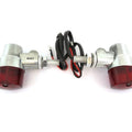 Universal Polished Aluminum Motorcycle Turn Signals - Red Lens - Single Filament