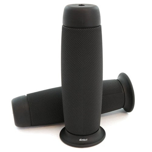 Rebel Motorcycle Grips - Black - 7/8" Bars - Cafe Racer Bobber Tracker Chopper