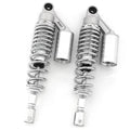 Silver & Chrome Remote Reservoir Motorcycle Shocks - Eye To Clevis - 320mm 330mm