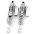 Silver & Chrome Remote Reservoir Motorcycle Rear Air Shocks - 350mm - 360mm 14"