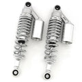 Silver & Chrome Remote Reservoir Motorcycle Shocks - Eye To Eye - 310mm - 320mm