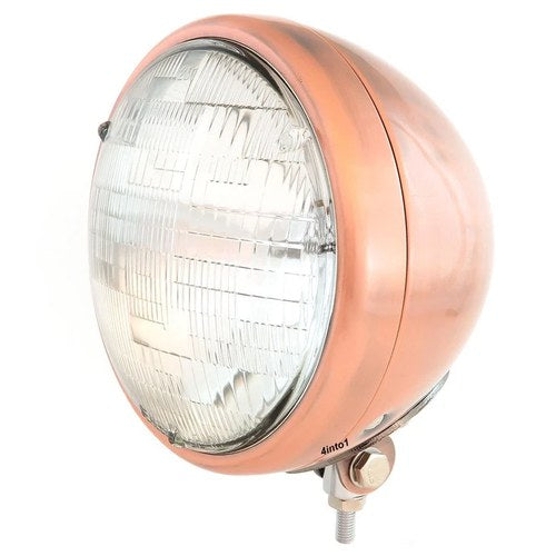 7" Bottom Mount H4 Halogen Motorcycle Headlight / Spotlight - Bronze - Clear