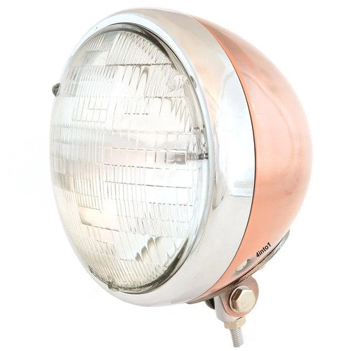 7" Bottom Mount H4 Halogen Motorcycle Headlight - Bronze - Chrome - Clear