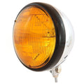 7" Custom Bottom Mount Motorcycle Headlight Chrome Gloss Black Amber H4 Halogen