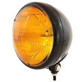 7" Custom Bottom Mount Motorcycle Headlight - Gloss Black - Amber - H4 Halogen