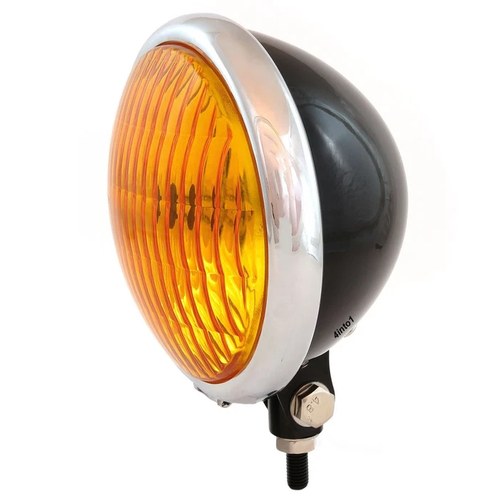 5.75" Bottom Mount Halogen Headlight Spotlight - Gloss Black Chrome Amber