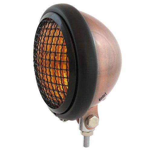 5.75" Bottom Mount Headlight w/ Grill - Bronze Matte Gloss Black Amber