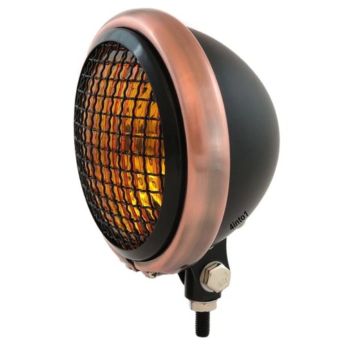 5.75" Bottom Mount Headlight w/ Grill - Matte Gloss Black Bronze Amber