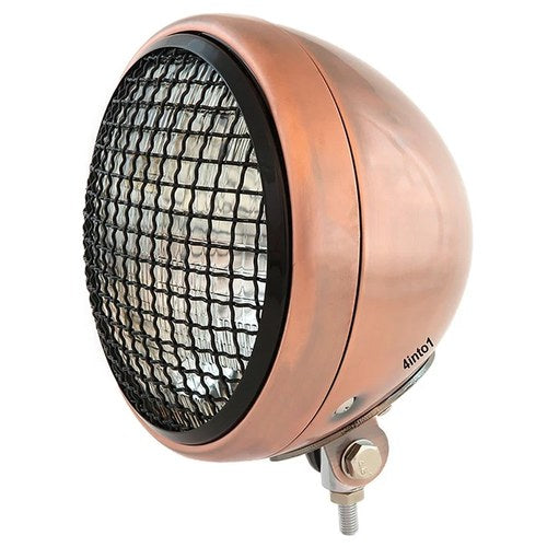 7" Bottom Mount Motorcycle H4 Halogen Headlight w/ Grill - Bronze - Clear