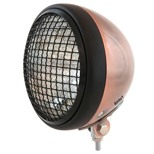 7" Bottom Mount Motorcycle H4 Halogen Headlight w/ Grill - Bronze Black - Clear