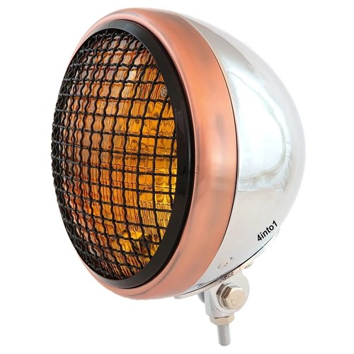 7" Bottom Mount Motorcycle H4 Halogen Headlight Chrome Bronze Black Grill Amber