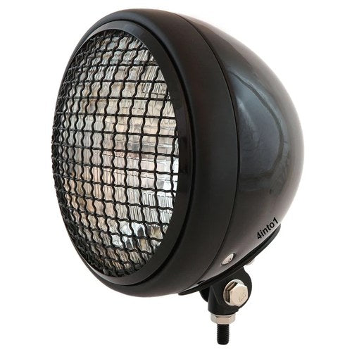 7" Bottom Mount Motorcycle Headlight / Spotlight w/ Grill Black Clear H4 Halogen