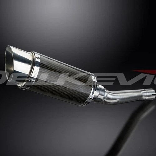 Delkevic 8" Mini Carbon Fiber Round Muffler Slip On - Honda CBR250R 2011-2014